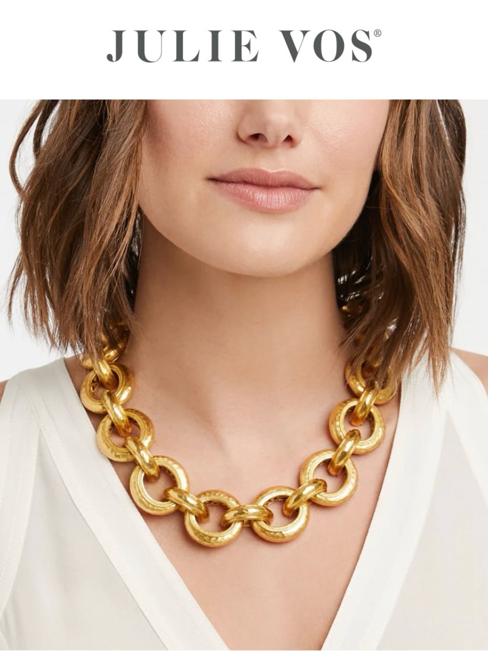 Julie Vos Cannes Polished Gold Engraved Link Necklace - Picture 7 of 9